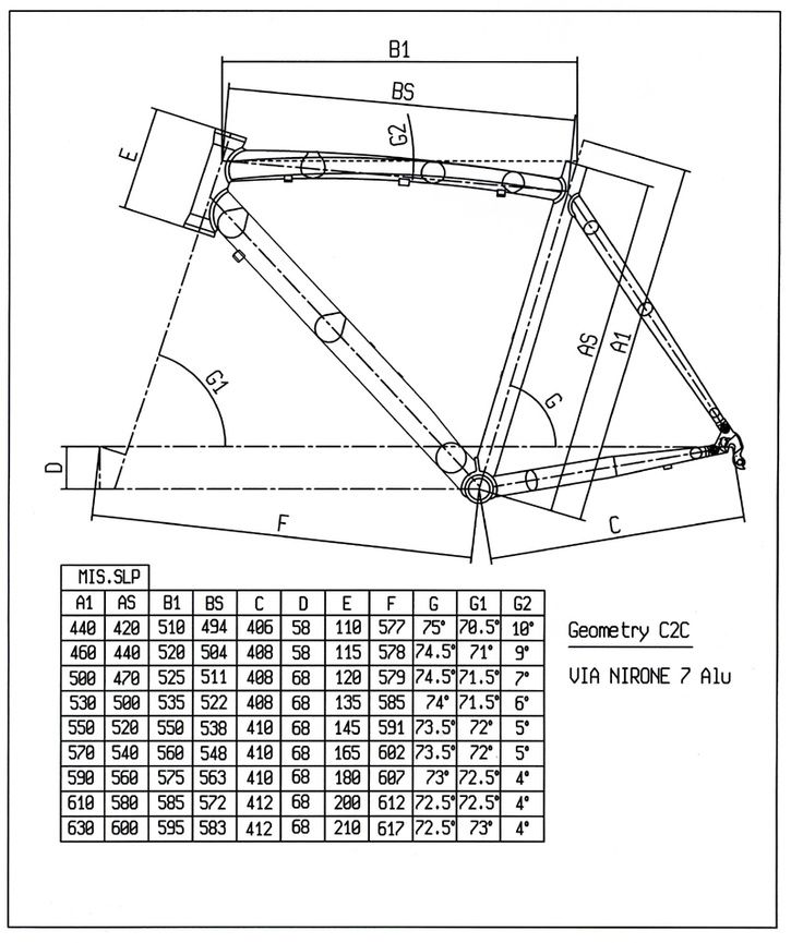 bianchi nirone 7 size chart