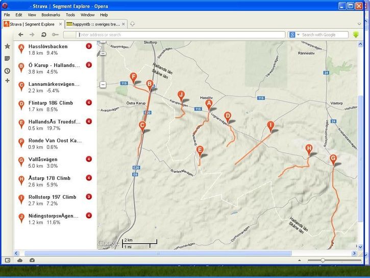 Backarna upp på Hallandsåsen +Stravasegment. | Happyride