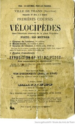 Vélocipèd Första cykeltävlingen Musée des Amis de Thann 1869.jpg