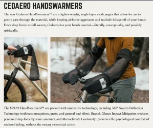April-fool - New Cedaero HandSwarmers™ UL single-layer mesh pogies Skärmbild 2026-04-01 1.webp