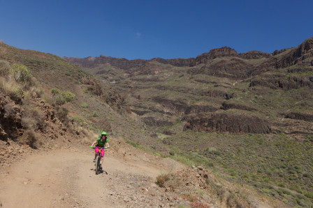 Jag cyklar upp för grus i fin miljö